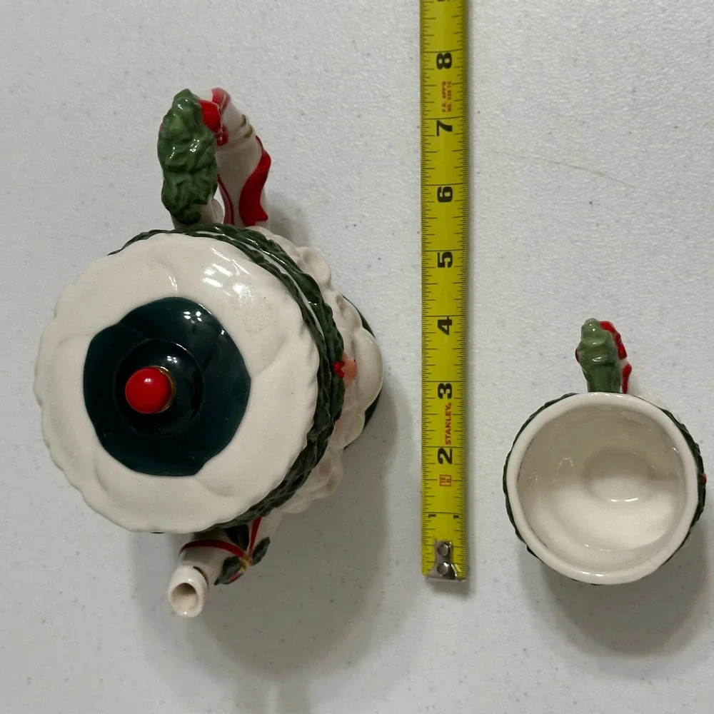 Bavarian Claus Santa Figural Ceramic Teapot & Mug Set Christmas Seasonal Decor - Picture 4 of 9